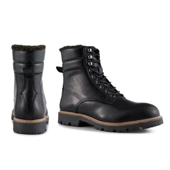 Shoe‎ The Bear Men\'s  Leather Boots Faux Shearling Lined Shoes Black Size12 $210 main image 8